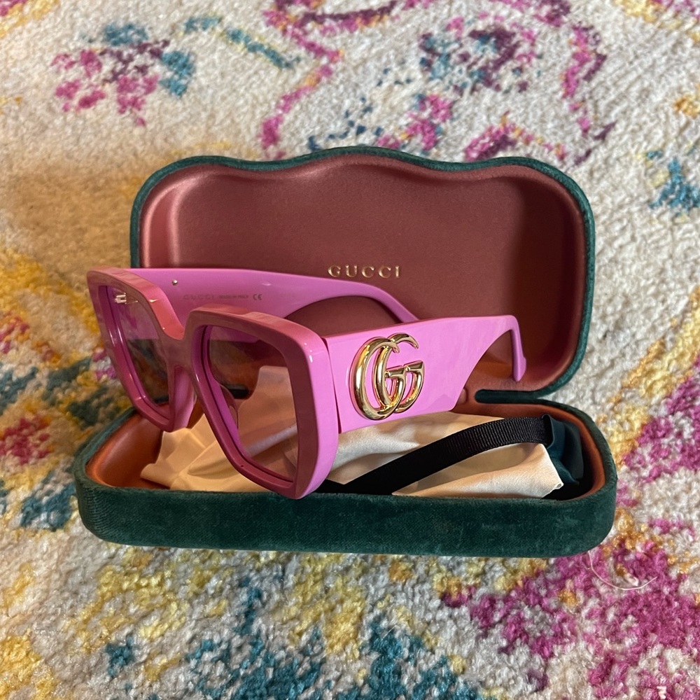 Gucci Pink Rectangle Sunglasses